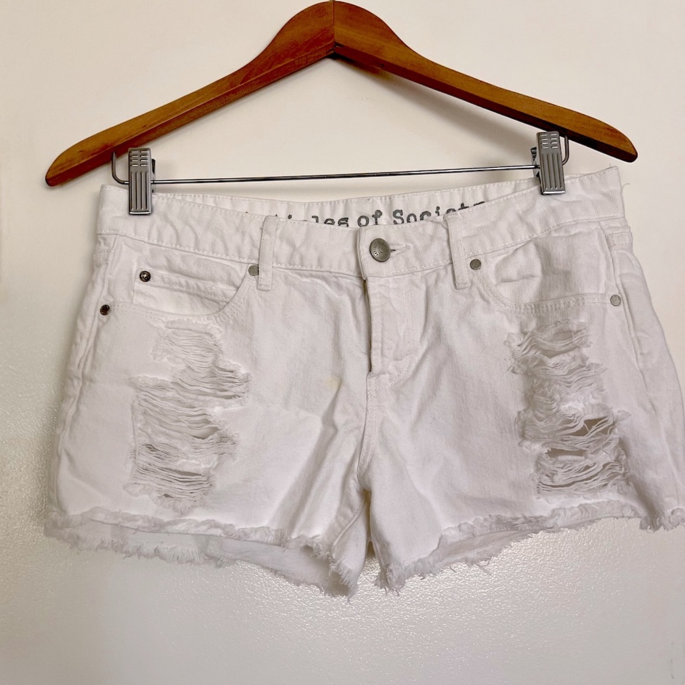 Articles of Society white distressed shorts